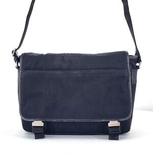 Coach RARE Vintage Leather Trim Buckle Black Messenger Bag Unisex